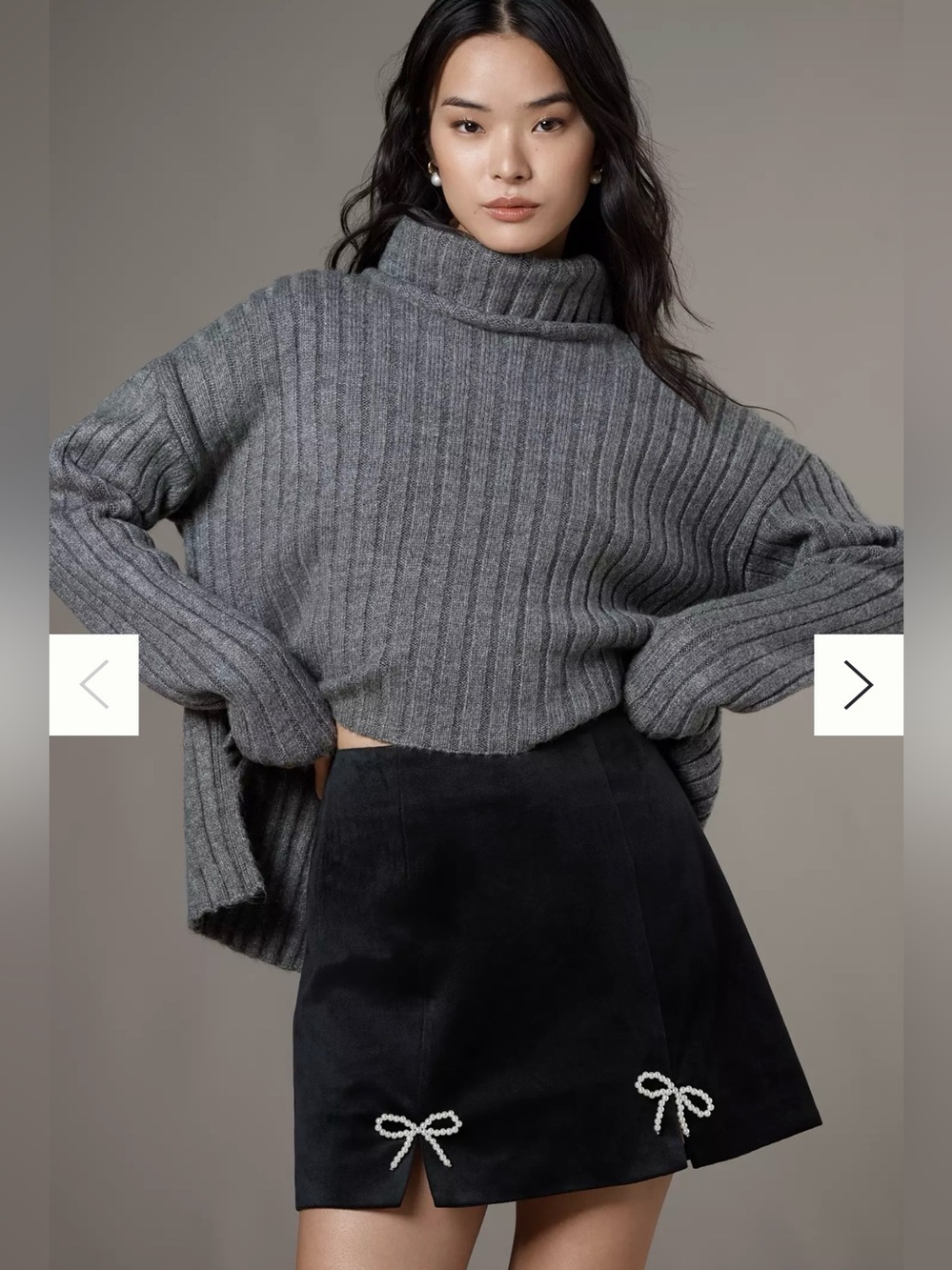 Avec Les Filles Black Pearl Bow Mini Skirt Size S Sold at Anthropologie NWT